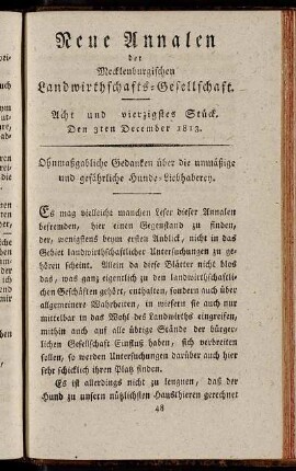 Acht und vierzigstes Stück. Den 3ten December 1813.