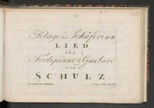 Klage der Schäferinn : Lied für Fortepiano & Guitarre