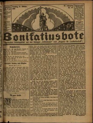 Ausgabe vom Sonntag, den 22. Oktober 1922.