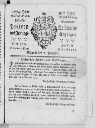 49tes Stück., Ausgabe vom 07. Dezember 1774