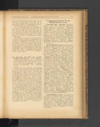Vorlesungsverzeichnis für das Wintersemester 1920/21