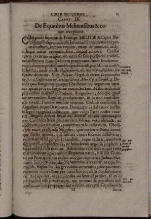 Caput IX. De Equitibus Melitensibus & eorum receptione
