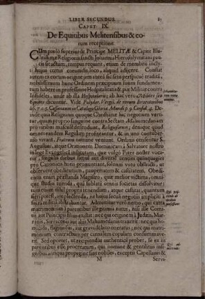 Caput IX. De Equitibus Melitensibus & eorum receptione