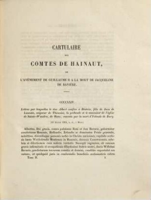 Cartulaire des Comtes de Hainaut : De l'avènement de Guillaume II a la mort de Jacqueline de Bavière. 2
