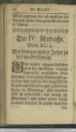 Die IV. Andacht. Psalm XC. 9.