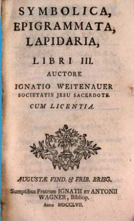 Symbolica, Epigrammata, Lapidaria : Libri III