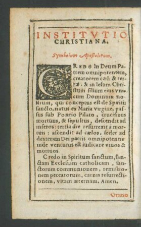 Institutio Christiana.