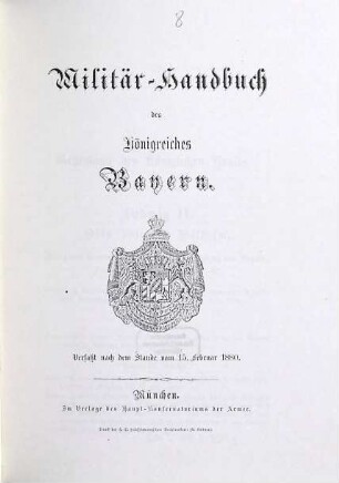 Militär-Handbuch des Königreiches Bayern. 1880