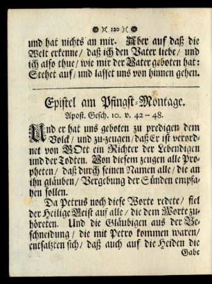 Epistel am Pfingst-Montage.