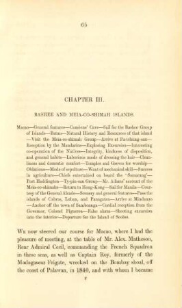 Chapter III. Bashee and Meia-co-shimah islands