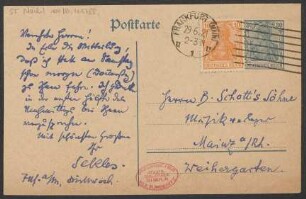 Brief an B. Schott's Söhne : 29.06.1921