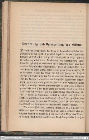 Darstellung und Verarbeitung des Eisens