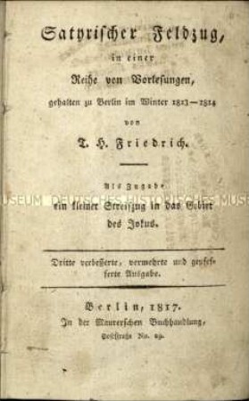 Satirische Betrachtungen über die Befreiungskriege