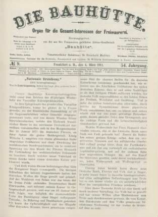 No. 9. Frankfurt a. M., den 4. März 1911. 54. Jahrgang.