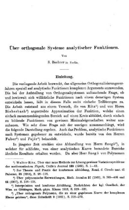 Über orthogonale Systeme analytischer Funktionen.