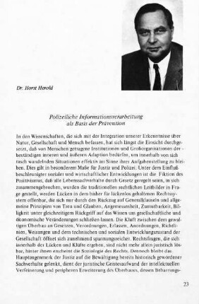 Polizeiliche Informationsverarbeitung als Basis der Prävention