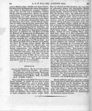 Heim, E. L.: Vermischte medicinische Schriften. Hrsg. v. A. Paetsch. Leipzig: Brockhaus 1836