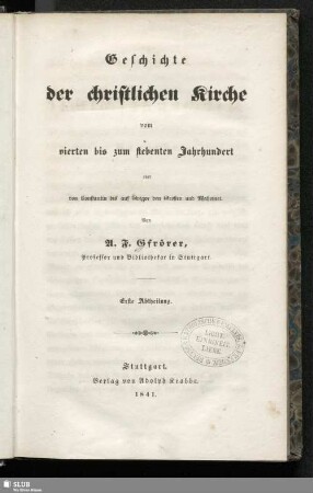 Bd. 2, Abth. 1: Allgemeine Kirchengeschichte