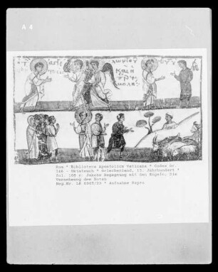 Codex Gr. 746 - Oktateuch — Jakobs Begegnung mit den Engeln; Die Vernehmung des Boten, Folio fol. 108 r