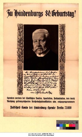 Originaltitel: Zu Hindenburgs 80. Geburtstag!