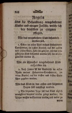 Regeln über die Behandlung neugebohrner Kinder und einiger Zufälle, [...].