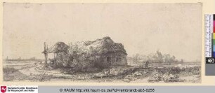 [Landschaft mit Hütten und Heuschober; Landscape with Cottages and a Hay Barn; La chaumiere et la grange à foin]