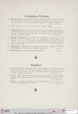 Majoliken (Nr. 69-71)