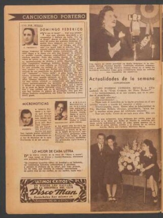 Cancionero porteño - Uno por semana: Domingo Federico - Micronotas
