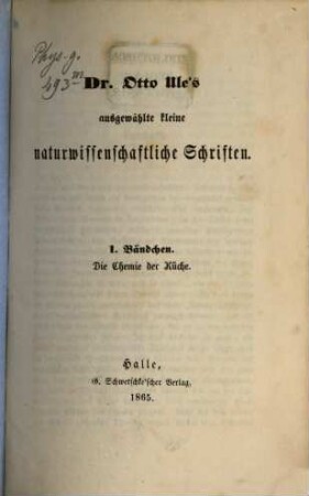 Otto Ule's ausgewählte kleine naturwissenschaftliche Schriften, 1