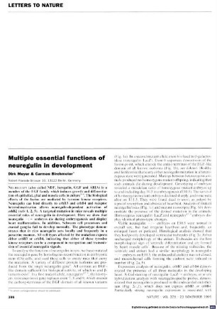 Multiple essential functions of neuregulin in development