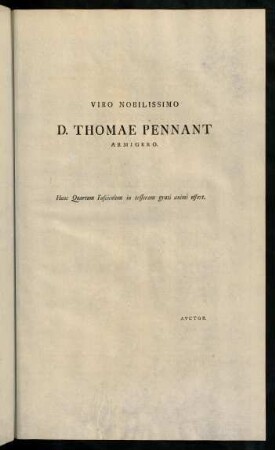 3-4, Viro Nobilissimo D. Thomae Pennant Armigero ...