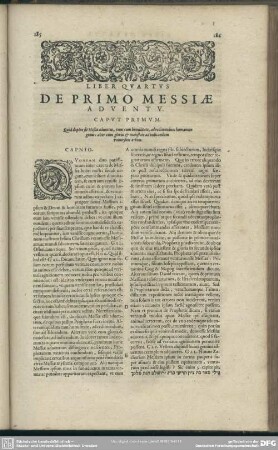 Liber Quartus De Primo Messiae Adventu