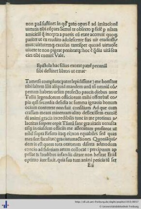 Epistola hac filius exorat …