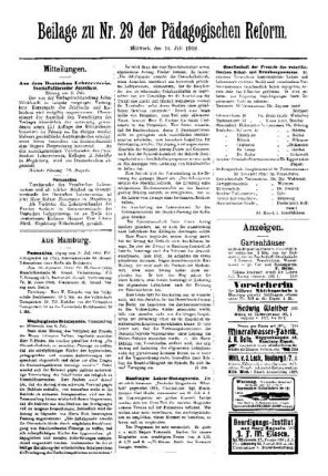 Mitteilungen : Beilage zu Nr. 29 der Pädagogischen Reform
