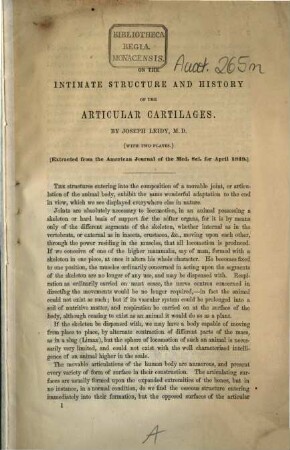 On the intimate structure and history of the articular cartilages