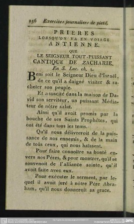 Prieres Lorsqu'on Va En Voiage Antienne Que Le Seigneur Tout-Puissant Cantique De Zacharie