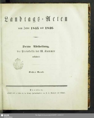 1845/46,1: Landtags-Acten / Die Protocolle der 2. Kammer