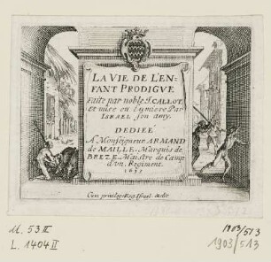 Arkaden mit Szenen des verlorenen Sohnes, Titelblatt der Folge "La vie de l'enfant prodigue"