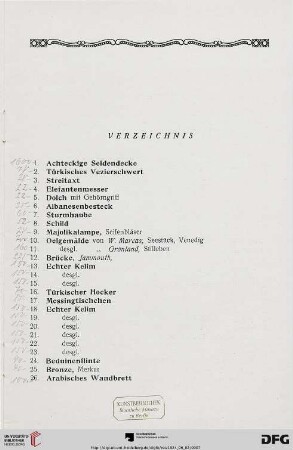 Verzeichnis (Nr. 1-582)