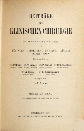 Beiträge zur klinischen Chirurgie. 7. 1891