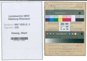 Entnazifizierung Albert Kloesig , geb. 04.11.1903 (Bergmann)