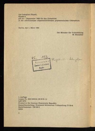Der Lehrplan Physik ...