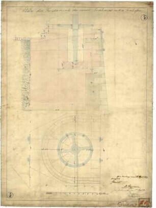 Plan der Fundamente des neuen Krans in dem Freihafen