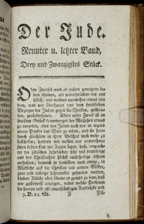 Drey und Zwanzigstes Stück.