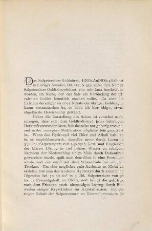 Über das Salpetersäure-Goldnitrat und einige neue Derivate desselben