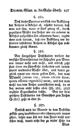 Versüßter Vitriolspiritus und Weinöl (§§. 385-387)