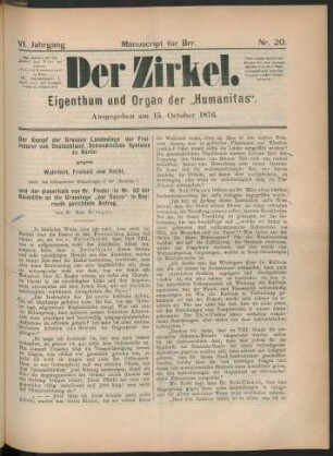 Nr. 20. Ausgegeben am 15. October 1876.