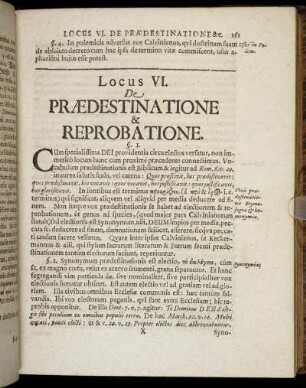 Locus VI. De Praedestinatione & Reprobatione
