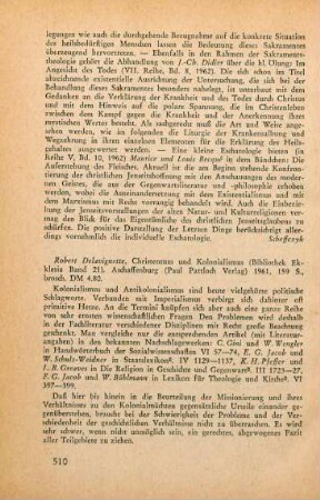 510-511 [Rezension] Delavignette, Robert, Christentum und Kolonialismus