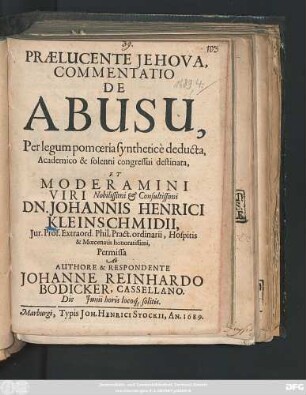 Praelucente Jehova, Commentatio De Abusu